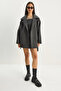 Women's Anthracite Double-Breasted Collar Pocket Detailed Belted Lined Cashmere Coat 0318 60283770