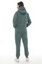 Women's Petrol Green Hooded Kangaroo Pocket Fleece-Lined 3 Thread Winter Casual Tracksuit Set with Fleece Lining - 7