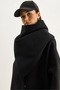 Women's Black Lapel Collar Oversized Cashmere Coat with Scarf Accessory 0215 60283771 - 5