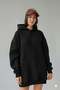 Women's Oversized Black Sweatshirt 3 Thread Ş Fleece-Lined K with Hooded Pockets – Comfortable Fit