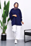 Navy Blue Balloon Sleeve Oversized Sweatshirt - 2