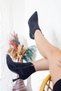 Women's Shiny Glitter Detailed Thin Heeled Boots, Pointed Toe Boots, Stylish Boots - 4