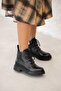 Anastasia Lace-Up Genuine Leather Women's Boots Black - 5