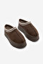 Women's Fur Lined Thick Sole Closed Front Bitter Brown Daily Winter Slippers Furenta Brown Suede - 5