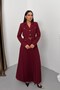 Women's Two-Piece Top and Bottom Set Belted Pocket Button Detail Blazer Jacket Pleated Long Skirt Set - 4