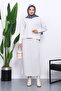 Ecru Shirt Collar Knitwear Skirt Set - 2