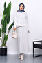 Ecru Shirt Collar Knitwear Skirt Set