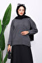Anthracite Crew Neck Soft Textured Oversized Knitwear Sweater