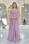 Women's Lace Fabric Corset Detailed Long Slit Evening Dress Baby Blue, Powder, Yellow, Navy Blue - 5