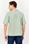 Men Regular Fit Chambray Short Sleeves Casual Shirt, Sage Green - 3