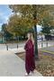 Women's Burgundy Oversized Balloon Sleeve Zippered Double Suit New-015 - 7