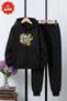 3 İplik Winter Ş Fleece-Lined Take the Step Print Detailed Boys' Tracksuit Set