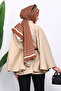 Beige Belted Gabardine Poncho - 4