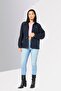 Women Embroidered Logo Parka Jacket, Navy - 2