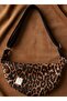 Handmade Brown Leopard Patterned 100% Cotton Sustainable Fabric Shoulder Bag - 5
