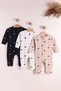 Brown Cat Zippered Boys' Jumpsuit Combed Cotton 100% Cotton Newborn Set of 3 Sleep Suits 3 Months 6 Months 9 Months