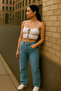 Women's Casual Loose Wide Leg Blue Baggy Jeans - 5