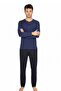 Men's Long Sleeve Round Button Collar Home Wear Bottom Top Set Vr.A10.N01.Y01.D10 - 2