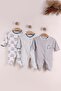 Gray Donkey Printed Snap Fastener Baby Romper Newborn 100% Cotton (3 Months 6 Months 9 Months)