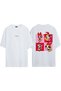 Blossom Design Printed White Oversize T-Shirt
