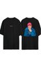 Justin Bieber Design Printed Black Oversized t Shirt