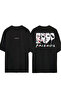 Friends 3 Design Printed Black Oversized t Shirt
