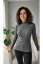 Women's Half Fishing Collar Gray Color Ribbed Bady