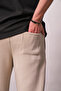 Men's Baggy Fit Green 3 Thread Fleece-Lined Beige Sweatpants Ke-7031 - 5