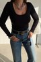 Black Ballerina Collar Long Sleeve Top - 5