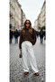 Brown Basic Oversize Soft Textured Wool Blend Knit Sweater