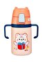 400ml Stainless Steel Thermos with Silicone Straw, Cute Teddy Bear Neck Strap, Baby Handle (Orange)