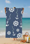 Dark Blue Anchor Patterned Cotton Beach Towel – Patterned Design – 75X150 cm - 3