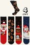 4 Pairs of Colorful Women's Christmas Socks – Fun Christmas Design Gift Set