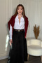 Suede Stylish Midi Black Skirt - 7