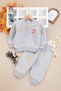 Boy Baby Three-Piece Fleece Shirt with Fleece-Lined Pocket Details Winter Suit 6-9-12-18-24 Months