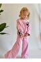 Girls' Floral Print Three-Thread Non-Embroidered Fabric Double Suit - 2