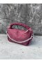 Burgundy Women's Suede Chain Drawstring Handle Hand and Shoulder Bag
