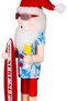 Wooden Man, with New Year's Hat, Red-Blue - with Surfboard, 9X38 cm - 2