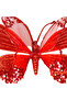 Butterfly Figure, Glittery, Red - White Pearl Detailed, with Clasp, 24X9 cm - 2