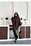 Women's Woven Collar Button Detailed Stylish Design Hijab Poncho - 5