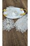 Set of 6 Coffee Side Stylish Presentation Napkins with Tulle Guipure