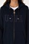 Women's Navy Blue Long Zippered Hooded Basic Sweatshirt 50307724-Vr033 - 6
