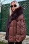 Bitter Brown Women's Puffer Jacket with Fur Collar - 2