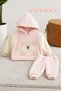 Baby Girl Welsoft Hooded Teddy Bear Embroidered Tracksuit Set - 2