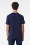 L60Ufq35 Navy Blue Crew Neck Men's T-Shirt with Text on the Front - 5
