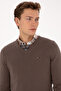 Men's Slim Fit V-Neck Taupe Basic Sweater 50313668-VR052 - 2
