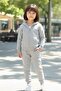 Girl's Printed Hooded Zippered Tracksuit Set - 6