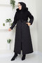 Drawstring Waist Detailed Coat Tsd250240 Black - 3