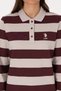 Women's Burgundy Striped Polo Neck Sweatshirt 50314207-Vr177 - 6
