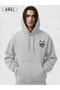 Scary Wolf Printed Oversized Gray Hooded Sweatshirt Black Pants Jogger – Comfortable and Stylish Hoodie